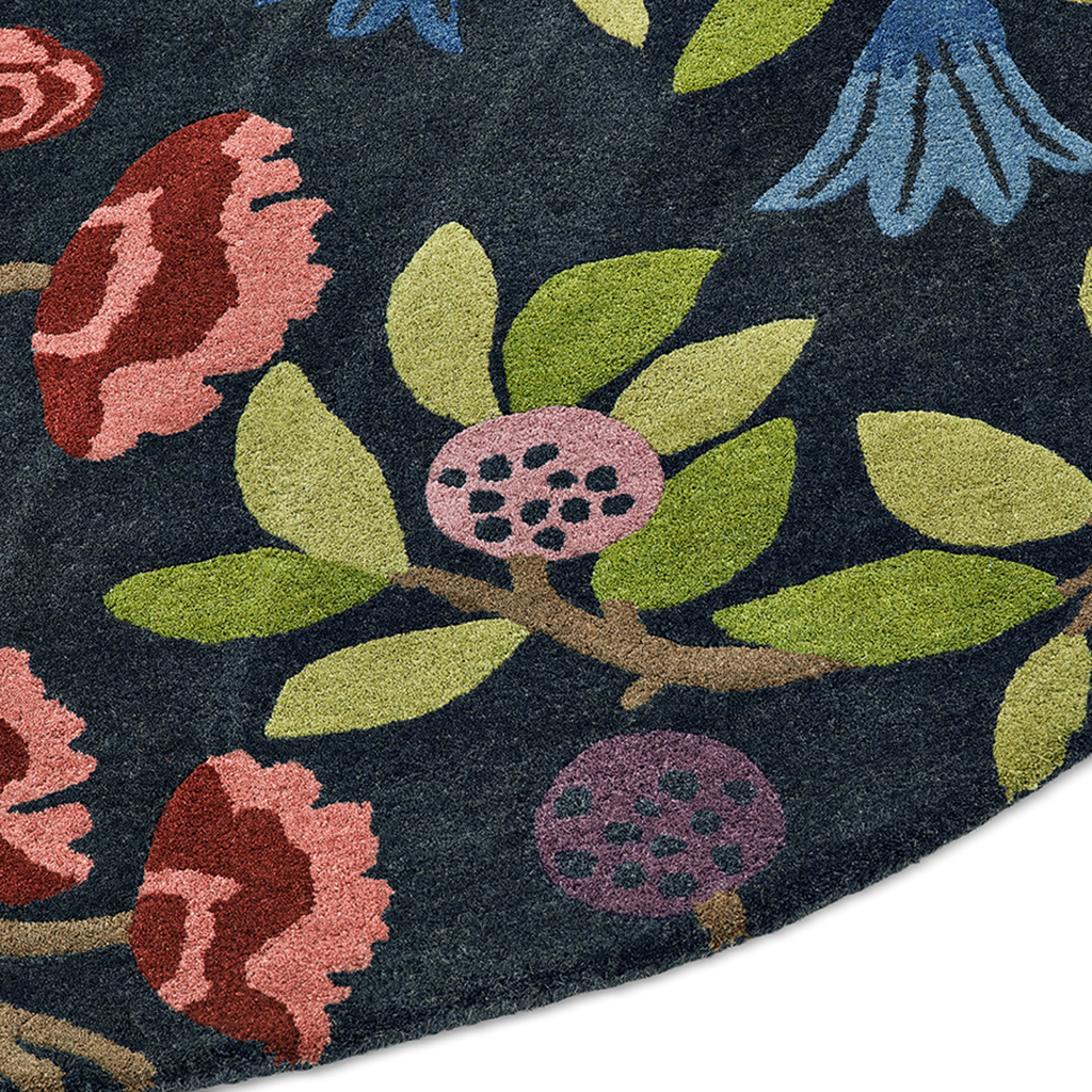 Foraging indigo rond tapijt | Maat: Ø 150 cm