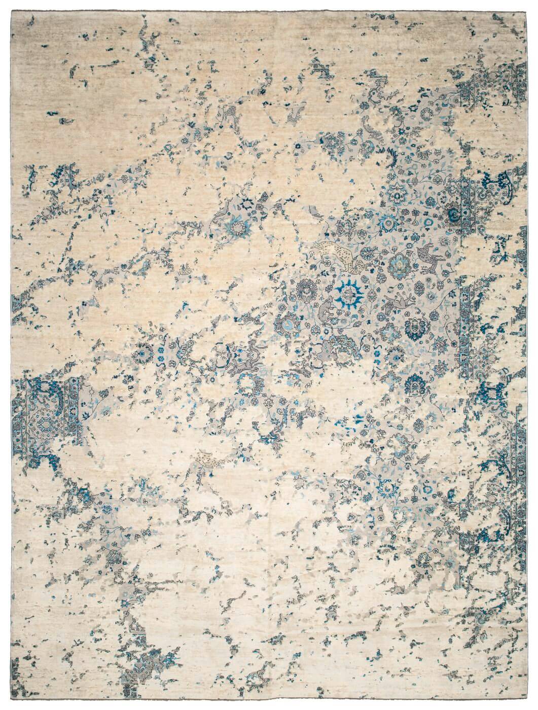 Kirman jungle aerial wit zijde tapijt | Maat: 200 × 300 cm