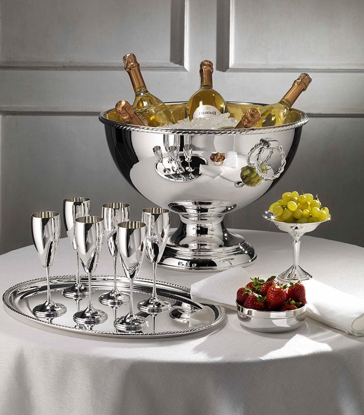 Rechthoekige verzilverde trolley met afneembaar dienblad - 4