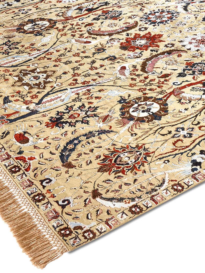 Kerman geel handgemaakte luxe vloerkleed