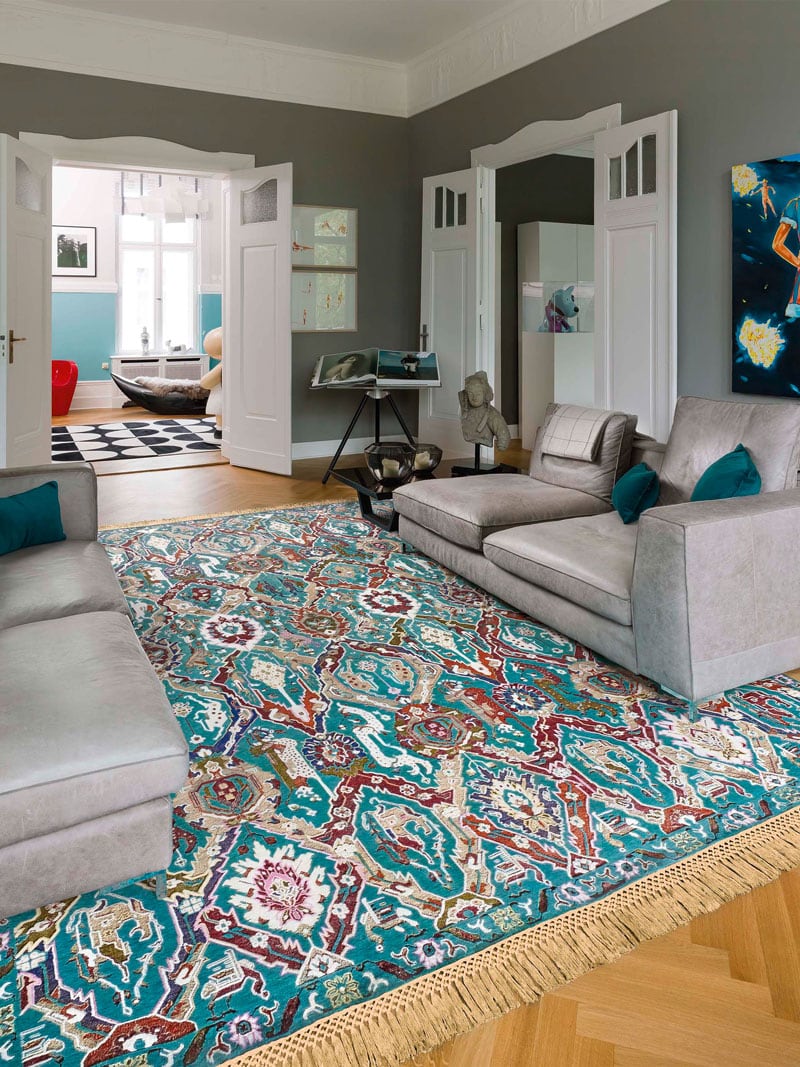 KavaBagh groen handgemaakte luxe vloerkleed