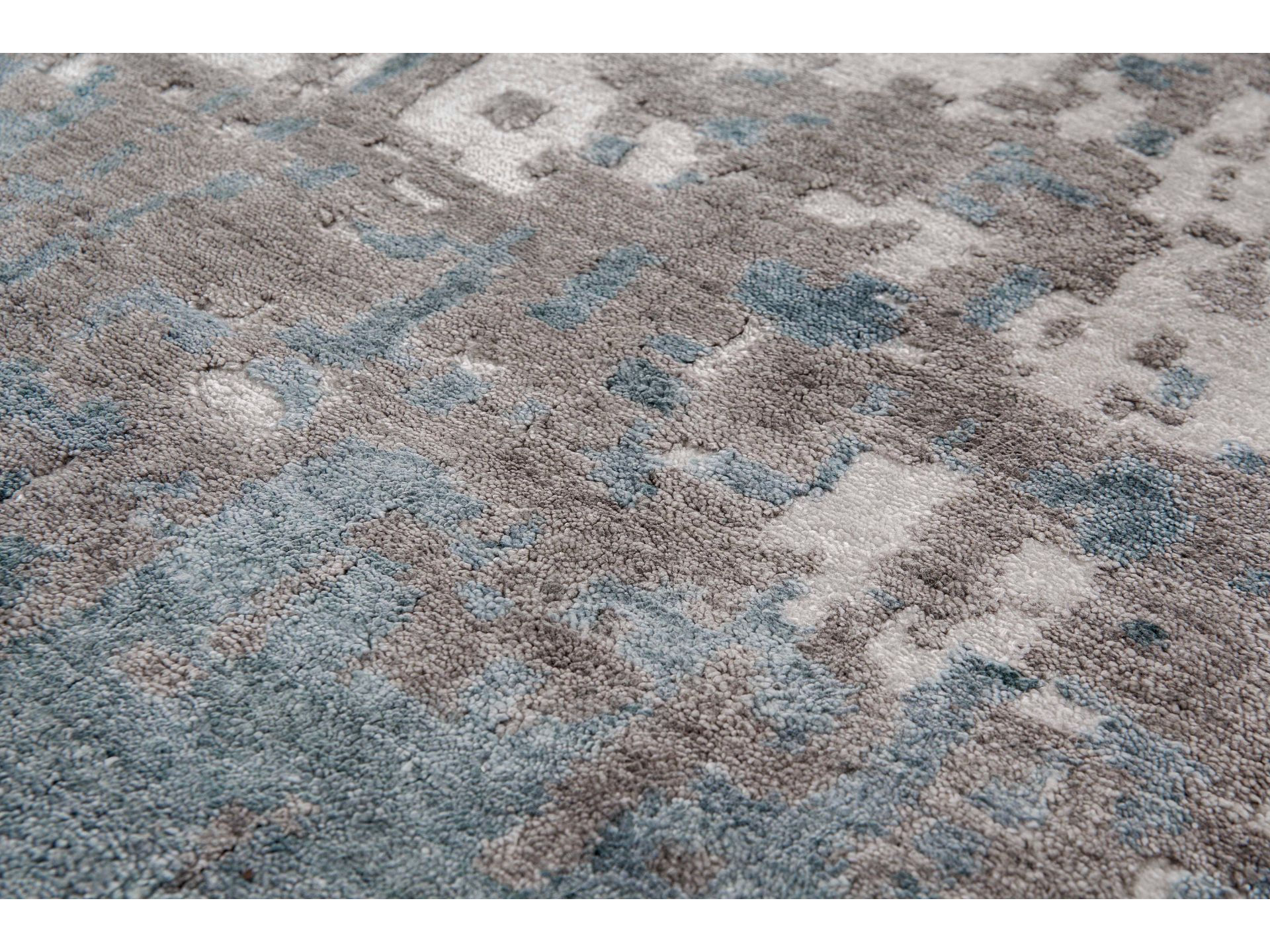 Handgeknoopt bamboe zijde abstract Indiaas tapijt