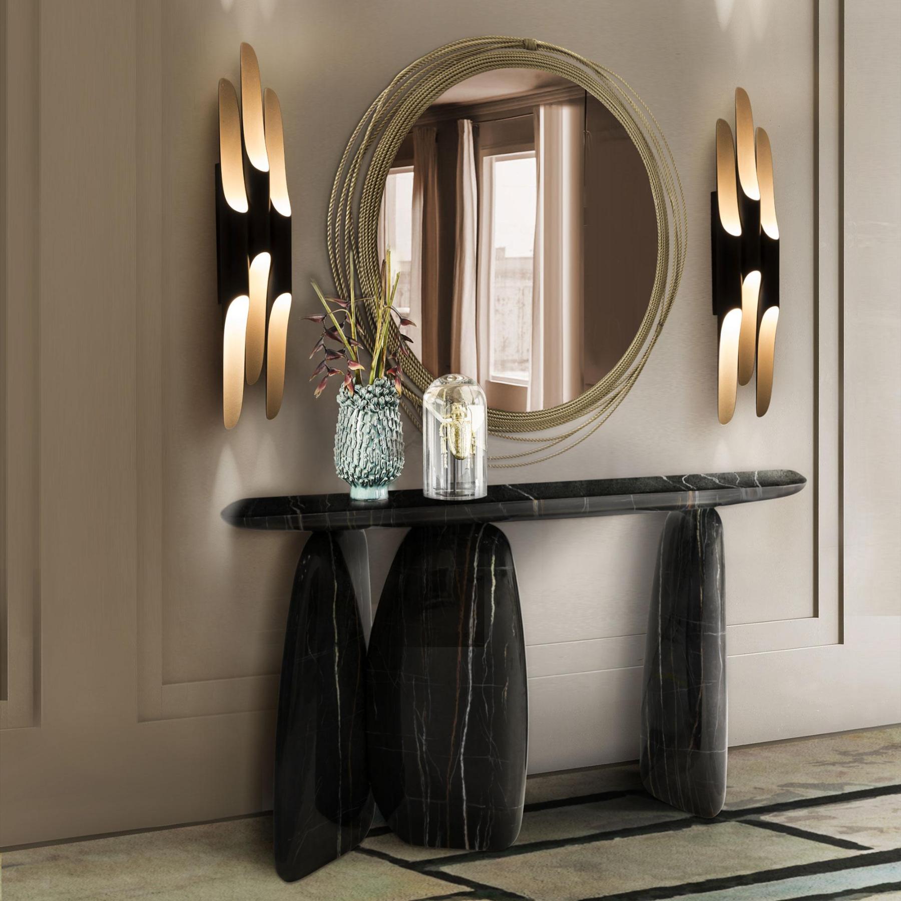 Ronde messing wandspiegel