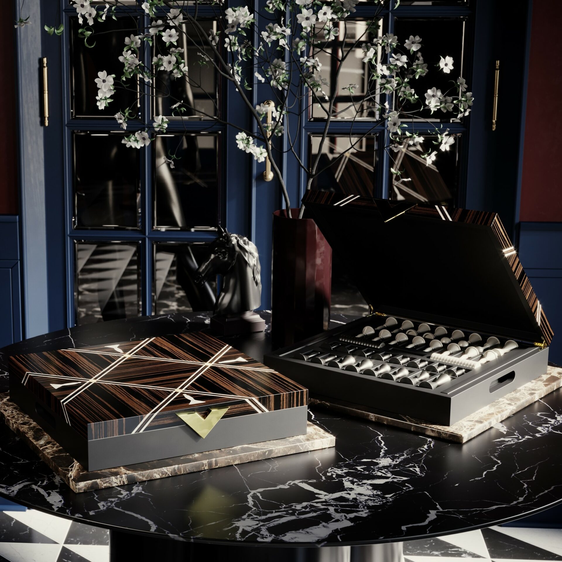 Goemon schaak &amp; backgammon tafel - 2