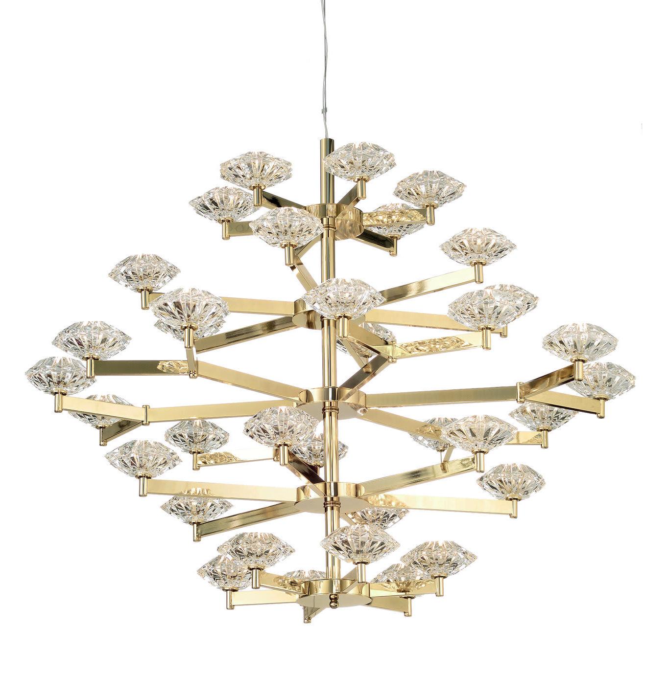 Art Deco Gouden Kristallen Kroonluchter