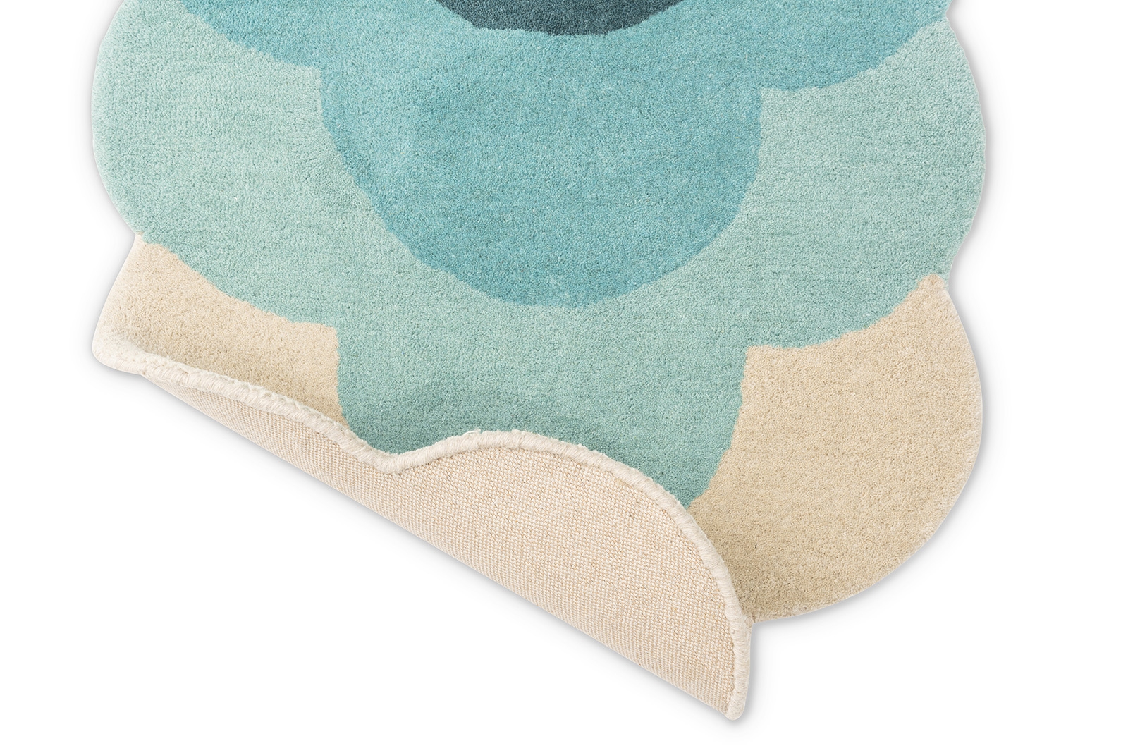 Optical flower teal tapijt | Maat: 87 × 300 cm