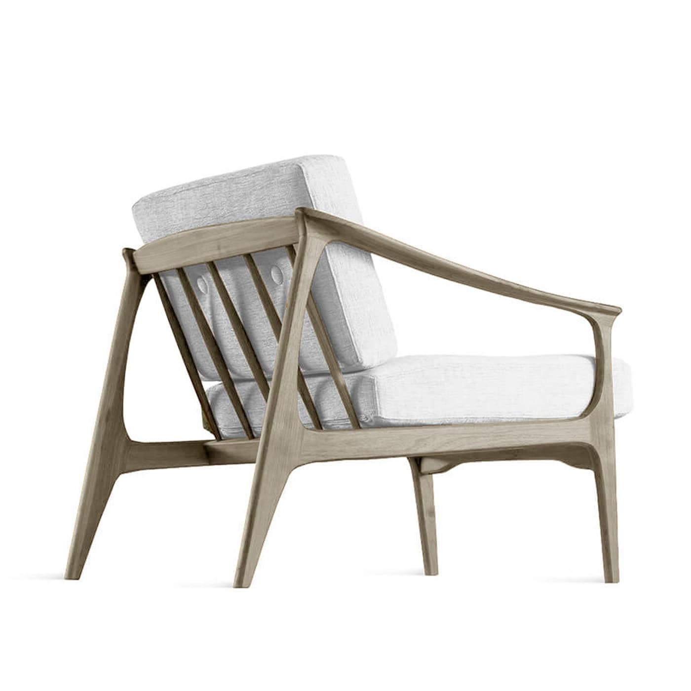 Quiete grijze massief walnoten fauteuil | Kleur: Linen BEL-LINO G077 12