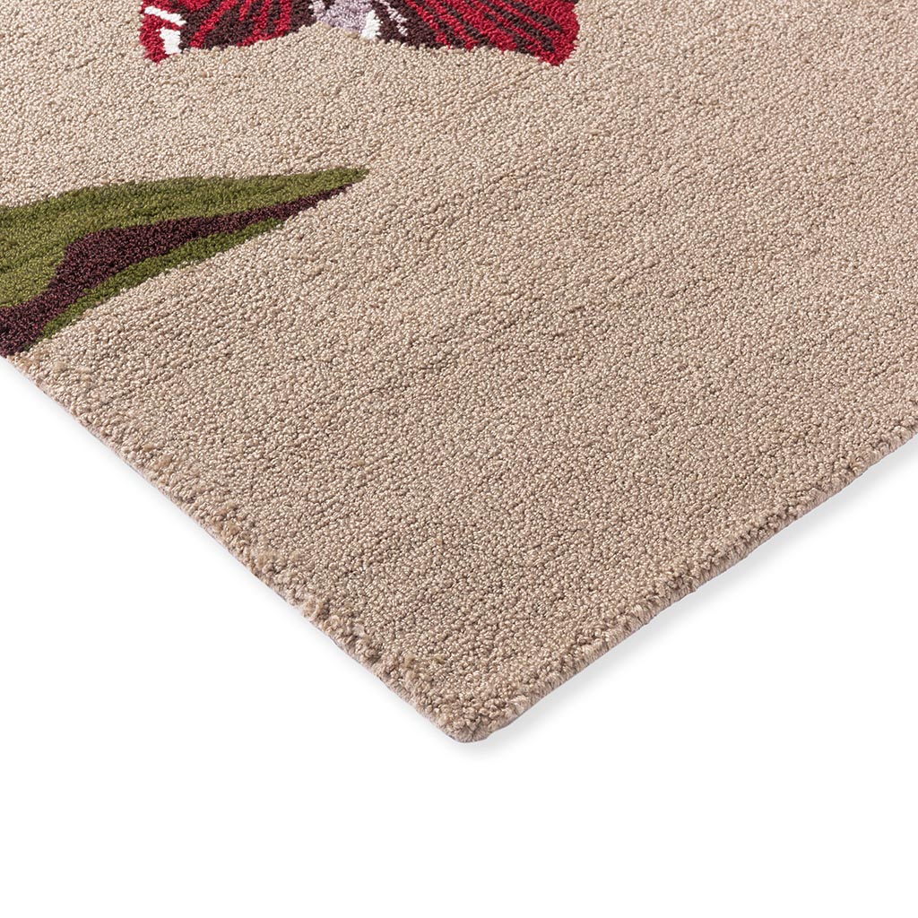 Botanical tulip beige/rood outdoor tapijt | Maat: 250 × 350 cm