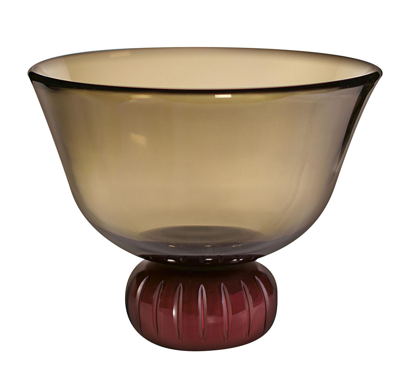Komvormige vaas in gerookt Murano glas