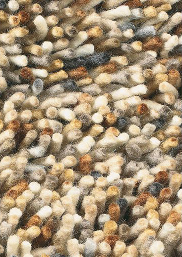 Gevilt wol beige/bruin shag vloerkleed
