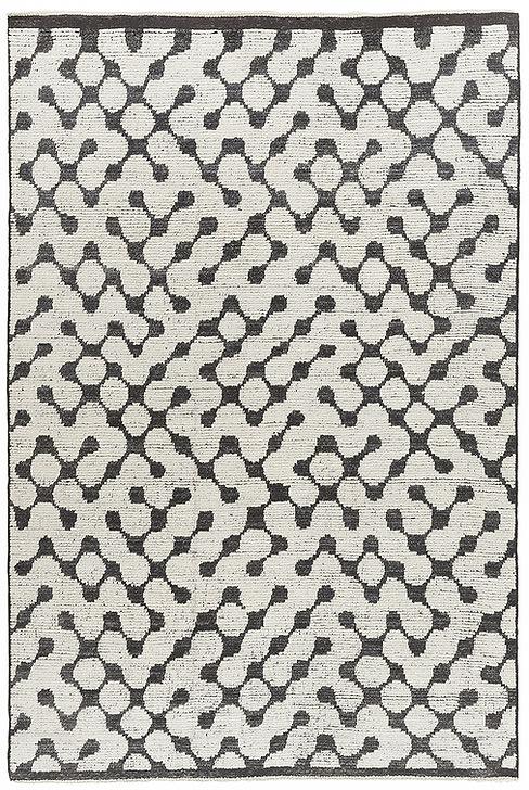 Puzzle handgeknoopt zwart & wit vloerkleed