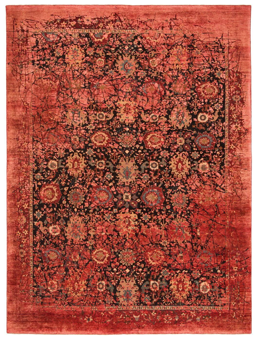 Bidjar paddington pleasure zwart rood zijde tapijt | Maat: 200 × 300 cm
