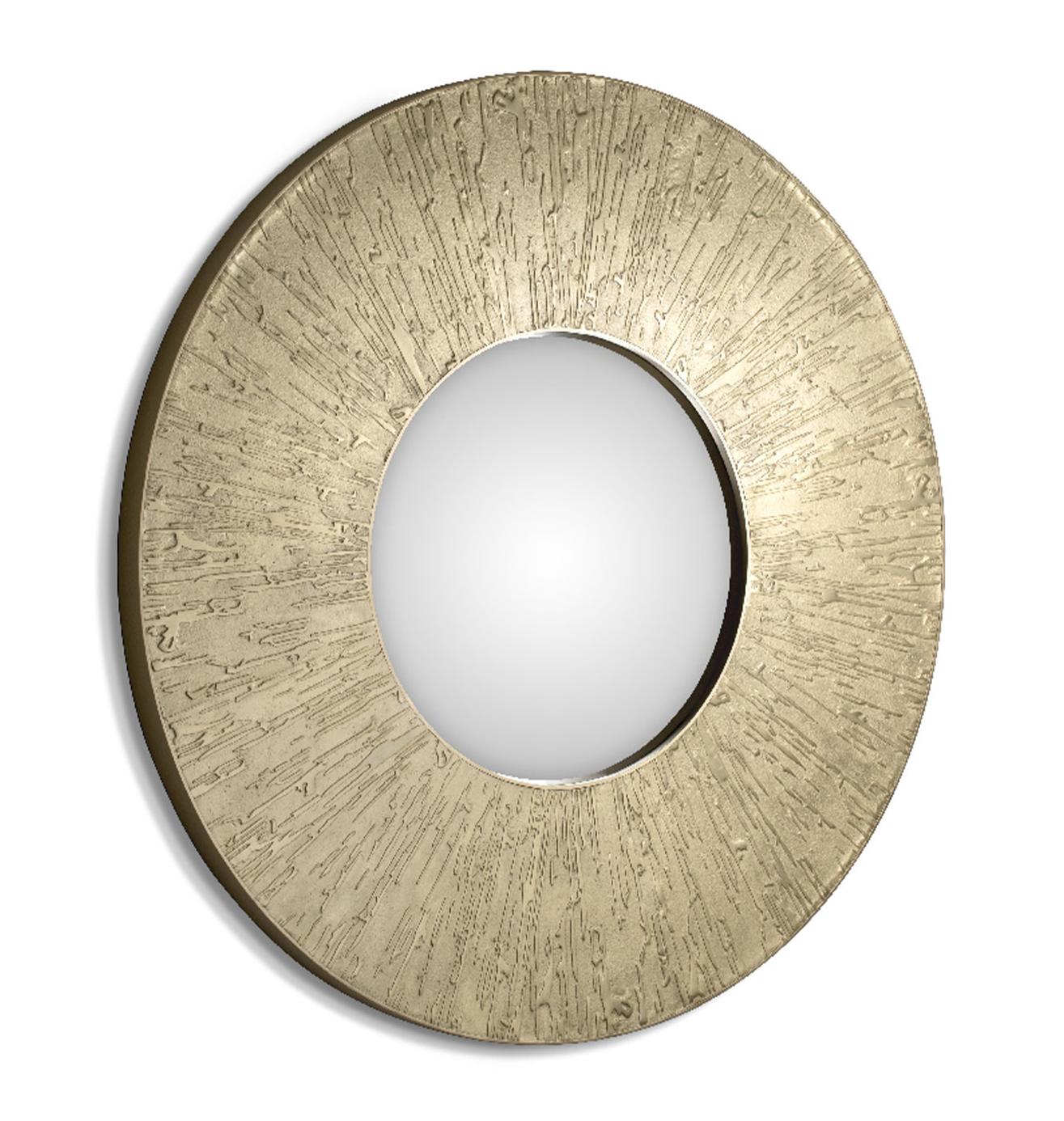 Ronde spiegel met messingaccent