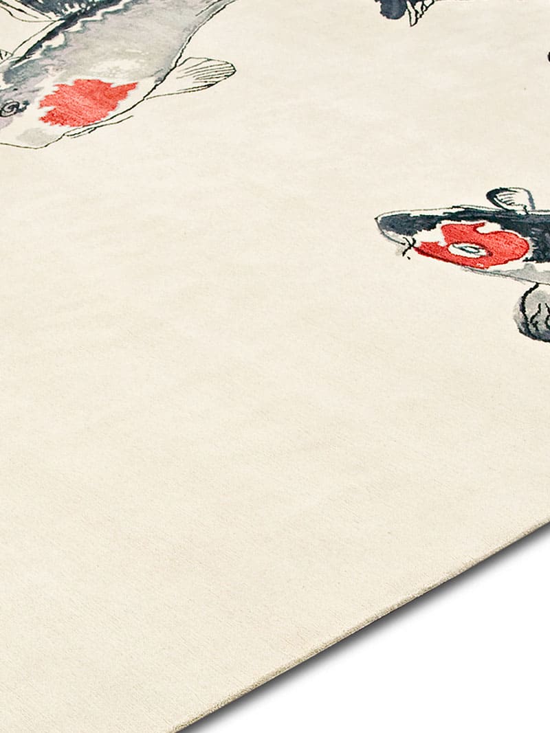 Fish Original on White luxe handgeknoopt tapijt