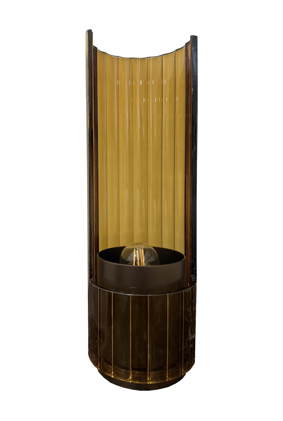 Bon Ton amber glazen tafellamp