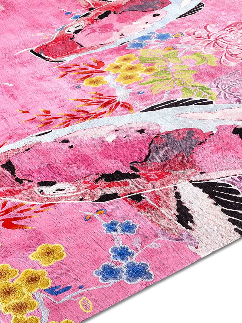 Fish Pink luxe handgeknoopt tapijt