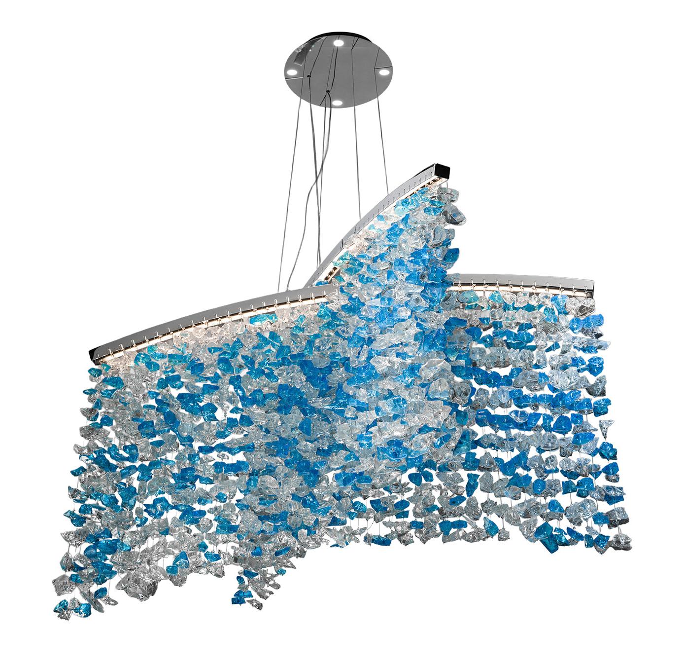 Kroonluchter met blauwe Murano glazen