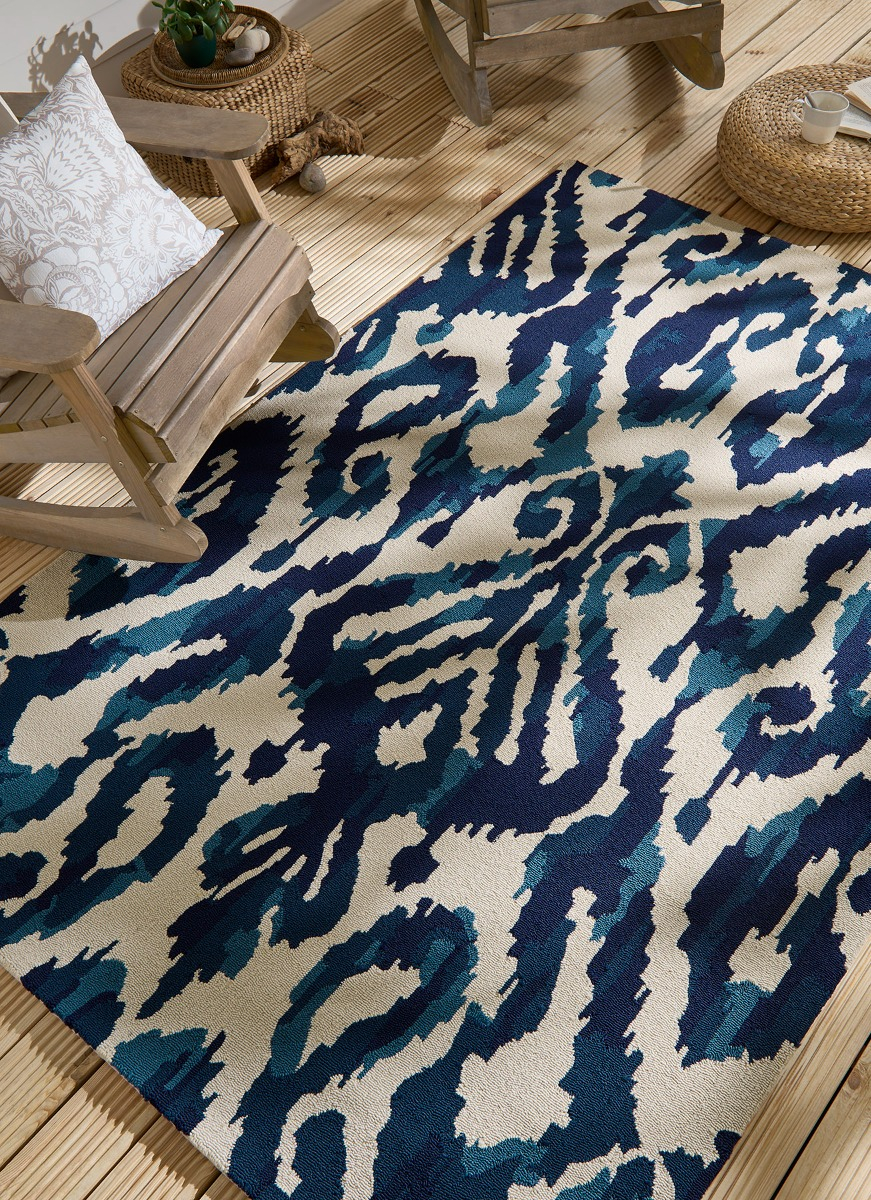 Kasuri indigo outdoor tapijt | Maat: 140 × 200 cm