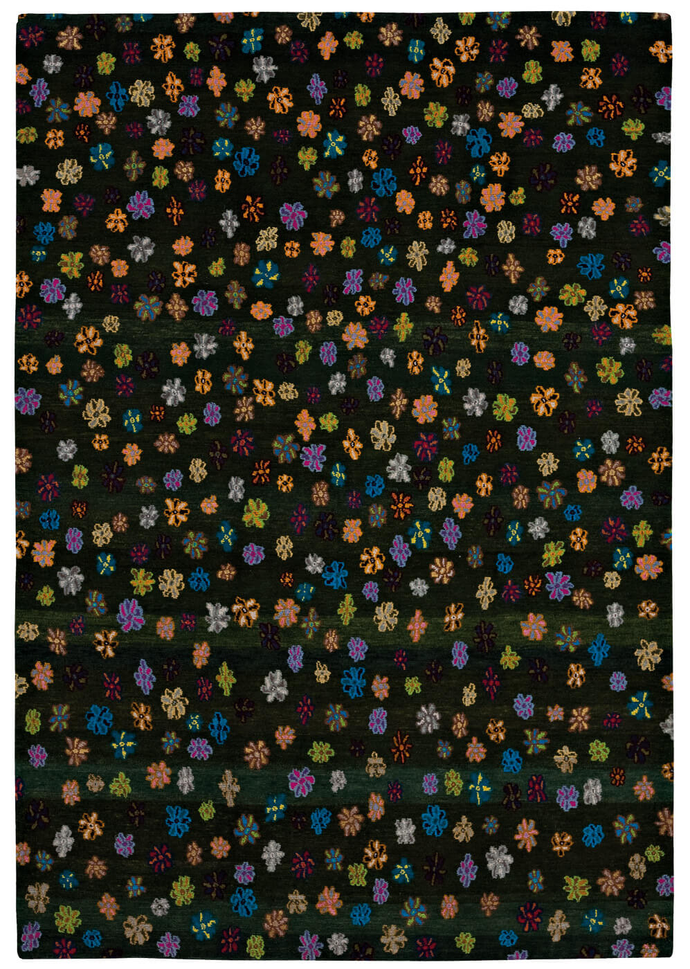 Little flowers donkergroen tapijt | Maat: 200 × 300 cm