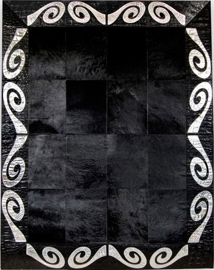 Zwart & zilver koeienhuid tapijt | Maat: 220 × 320 cm