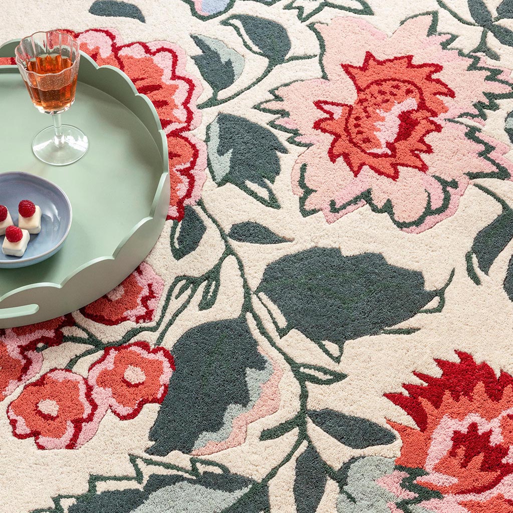 Wendling floral klaproosrood tapijt | Maat: 170 × 240 cm