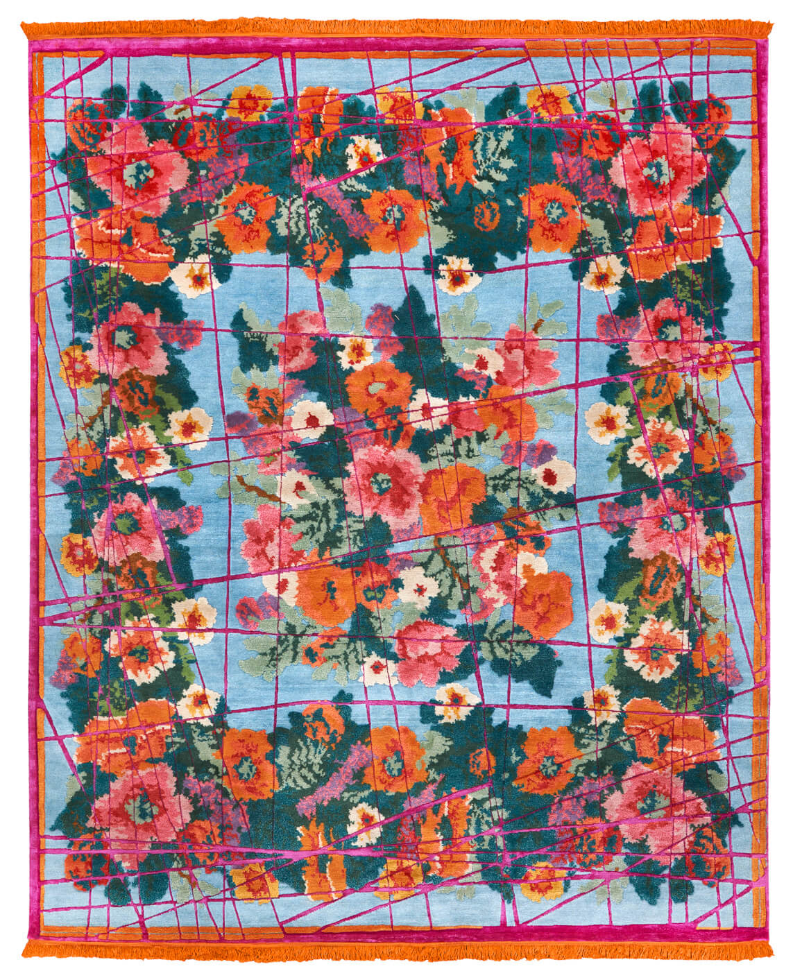 Scarlenka wrapped lichtblauw roze tapijt