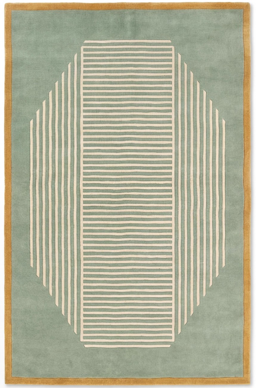 Octagon Lines Sage luxe vloerkleed