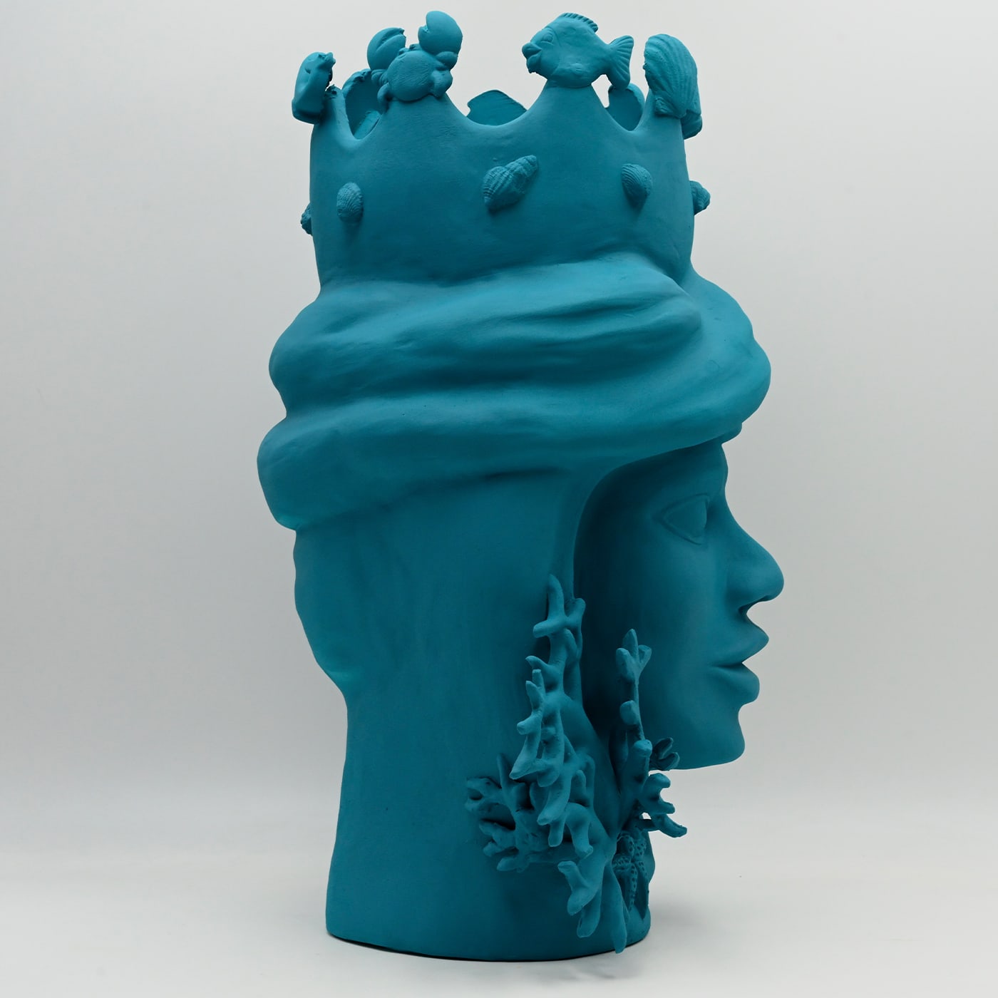 Moor's Head teal handgemaakte sculptuur