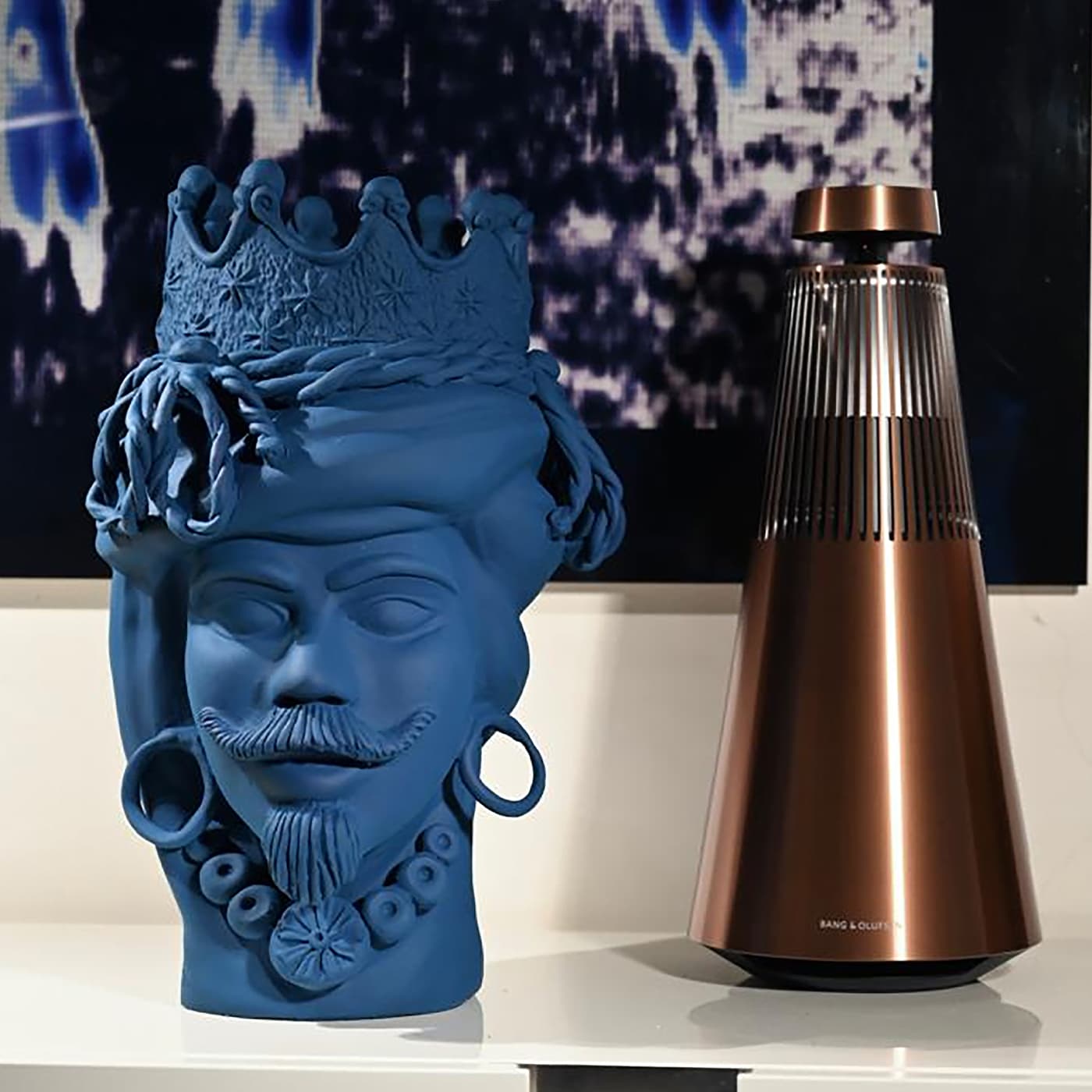 Moor's Head blauwe sculptuur