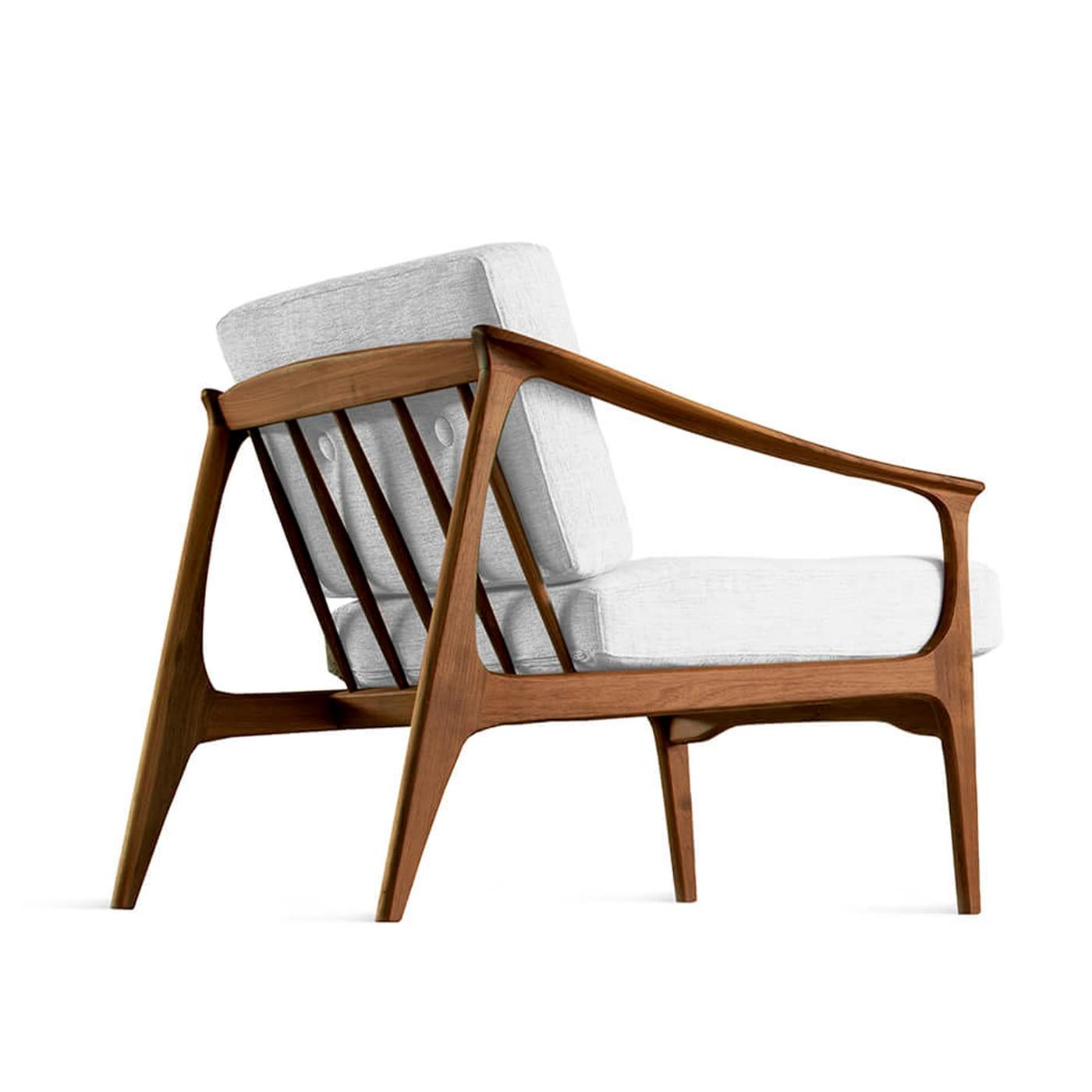 Quiete natuurlijke massief walnoten fauteuil | Kleur: Linen BEL-LINO G077 11