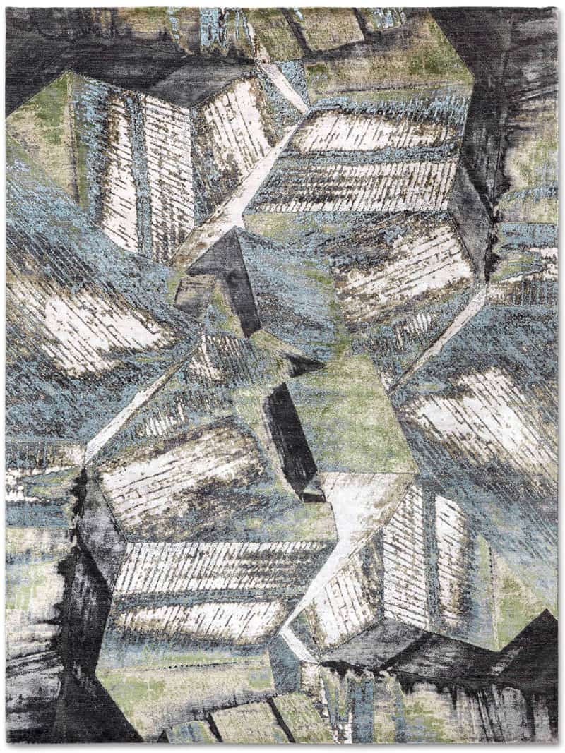 Brutalism Green handgeknoopt tapijt | Maat: 305 × 427 cm