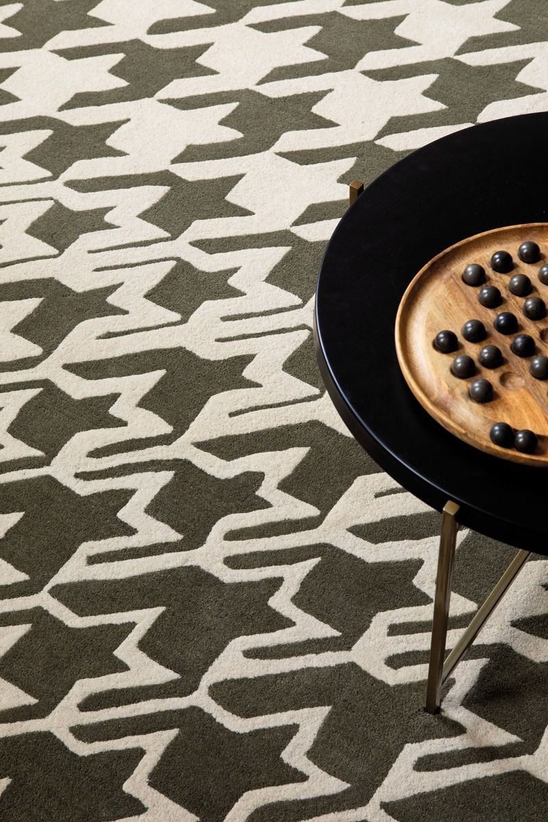 Houndstooth grijs tapijt | Maat: 170 × 240 cm