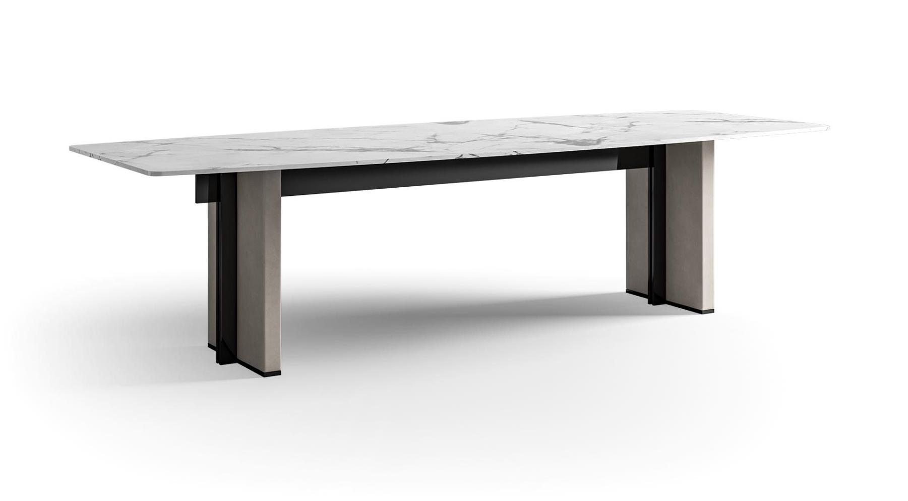 Marmeren tafel met leren poten