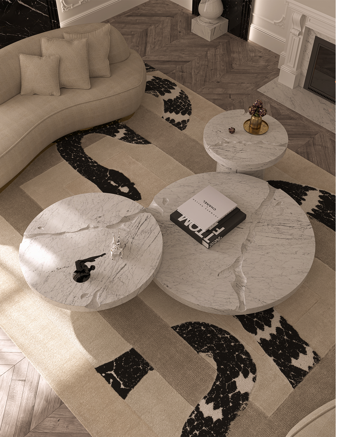 Dominion Carrara marmer 3-delige salontafelset