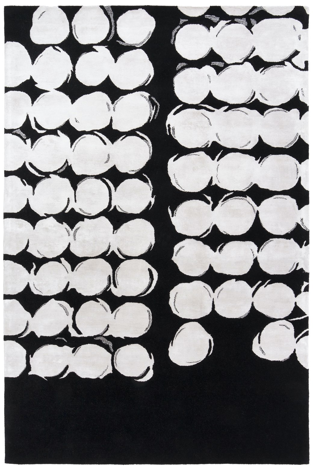 Pienovuoto zwart en wit handgeweven tapijt