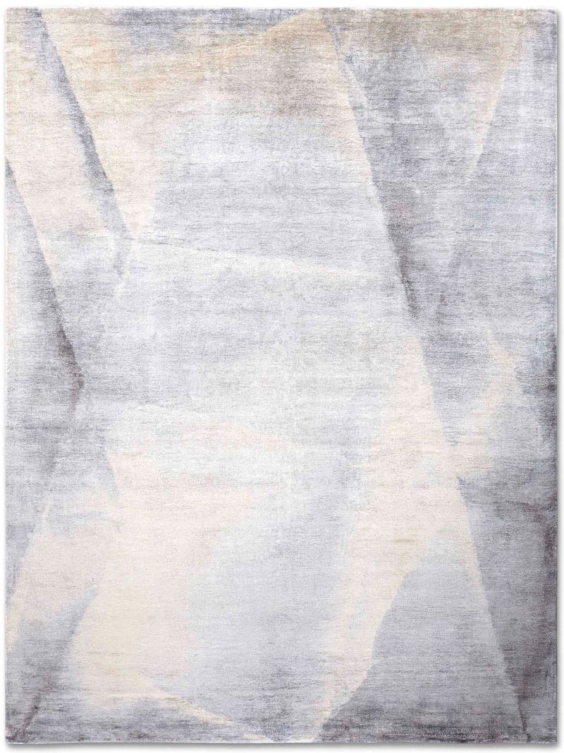 Zilver handgeknoopt tapijt