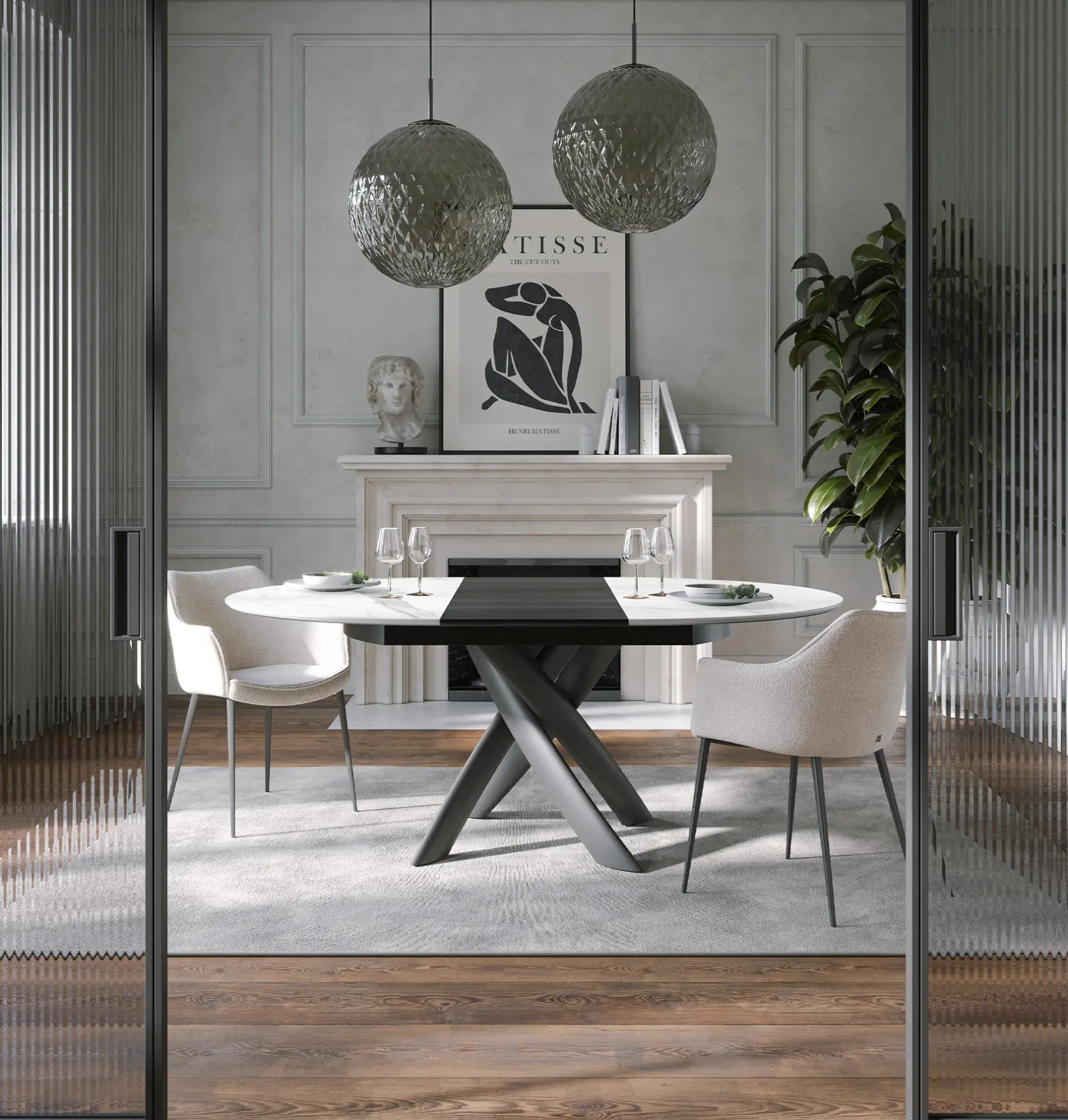 Style ronde uitschuifbare eettafel