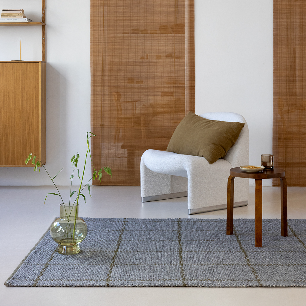 Craft matter check leisteen/oli tapijt | Maat: 160 × 230 cm