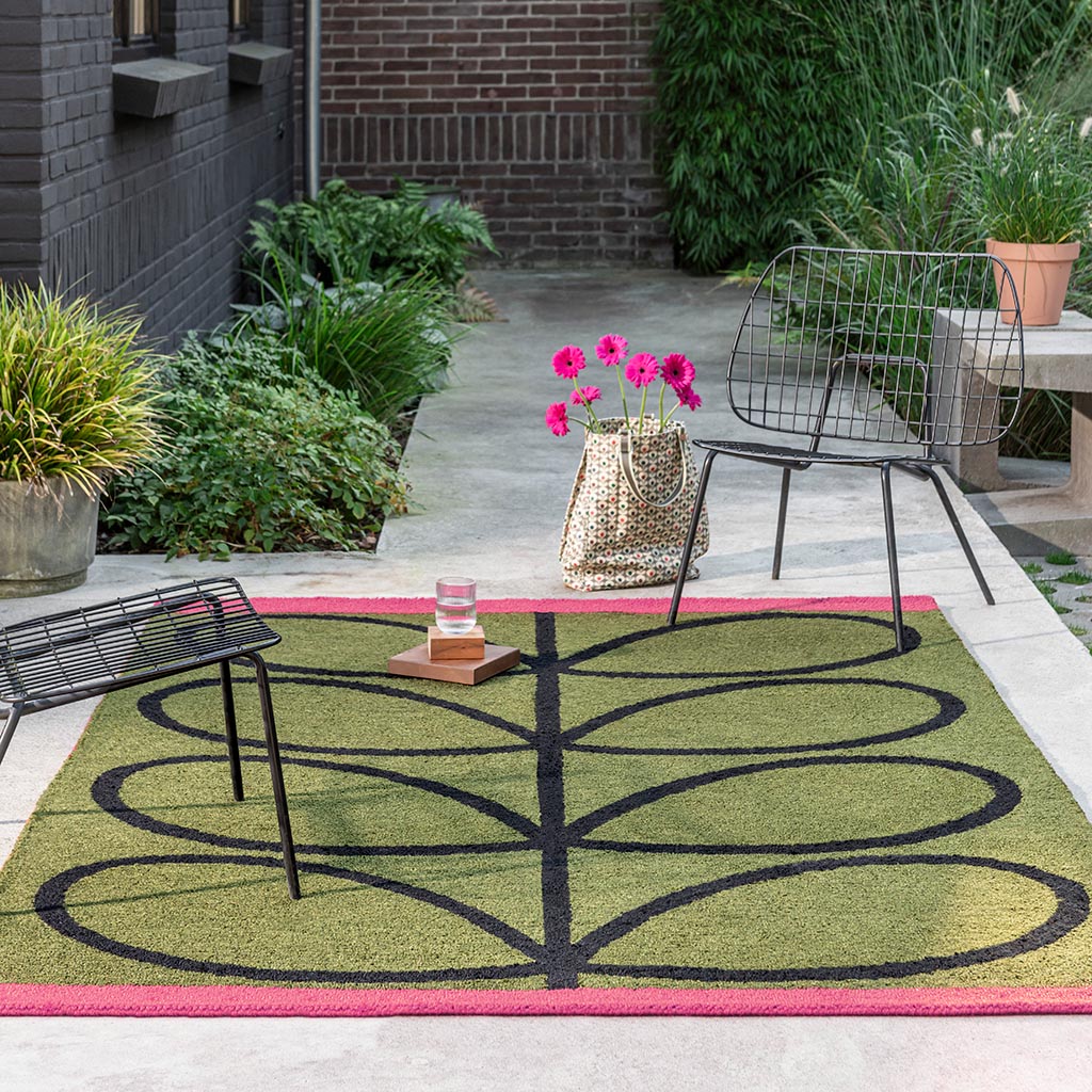 Linear stem olijf outdoor tapijt | Maat: 200 × 280 cm