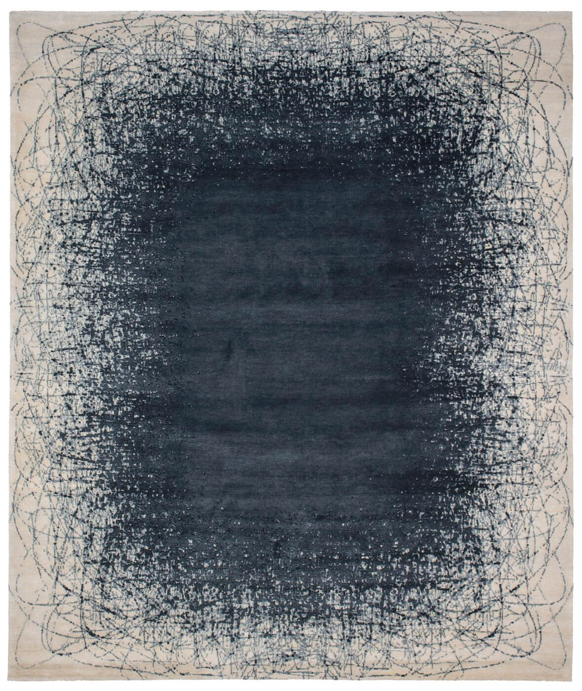 Ballpoint art 6 donkerblauw wit tapijt