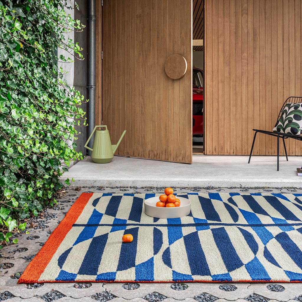 Stripy stem azuur outdoor tapijt | Maat: 140 × 200 cm