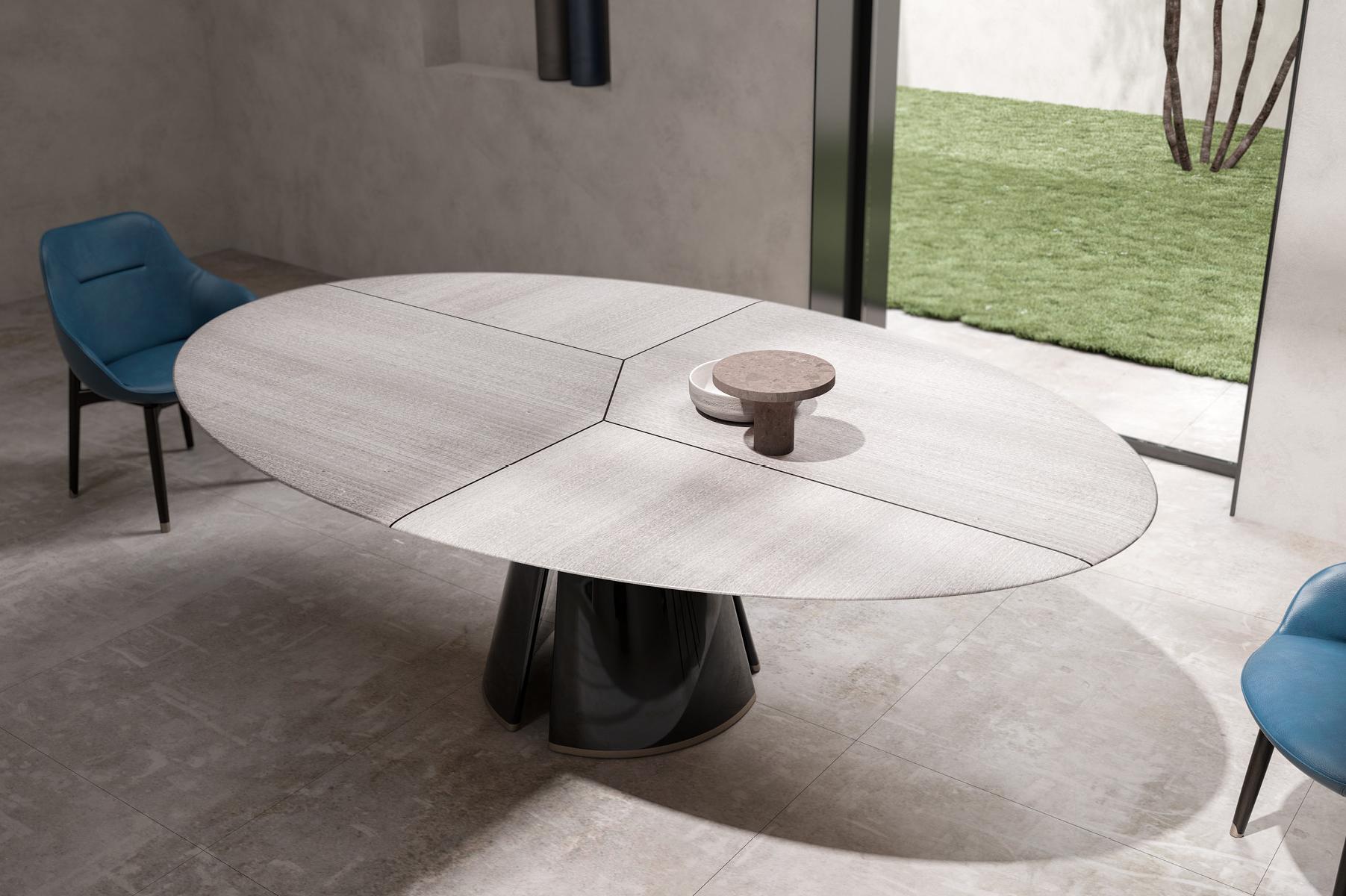 Talos ovale eettafel | Tafelblad: Marmer Arabescato Corchia | Afmetingen: B 210 cm