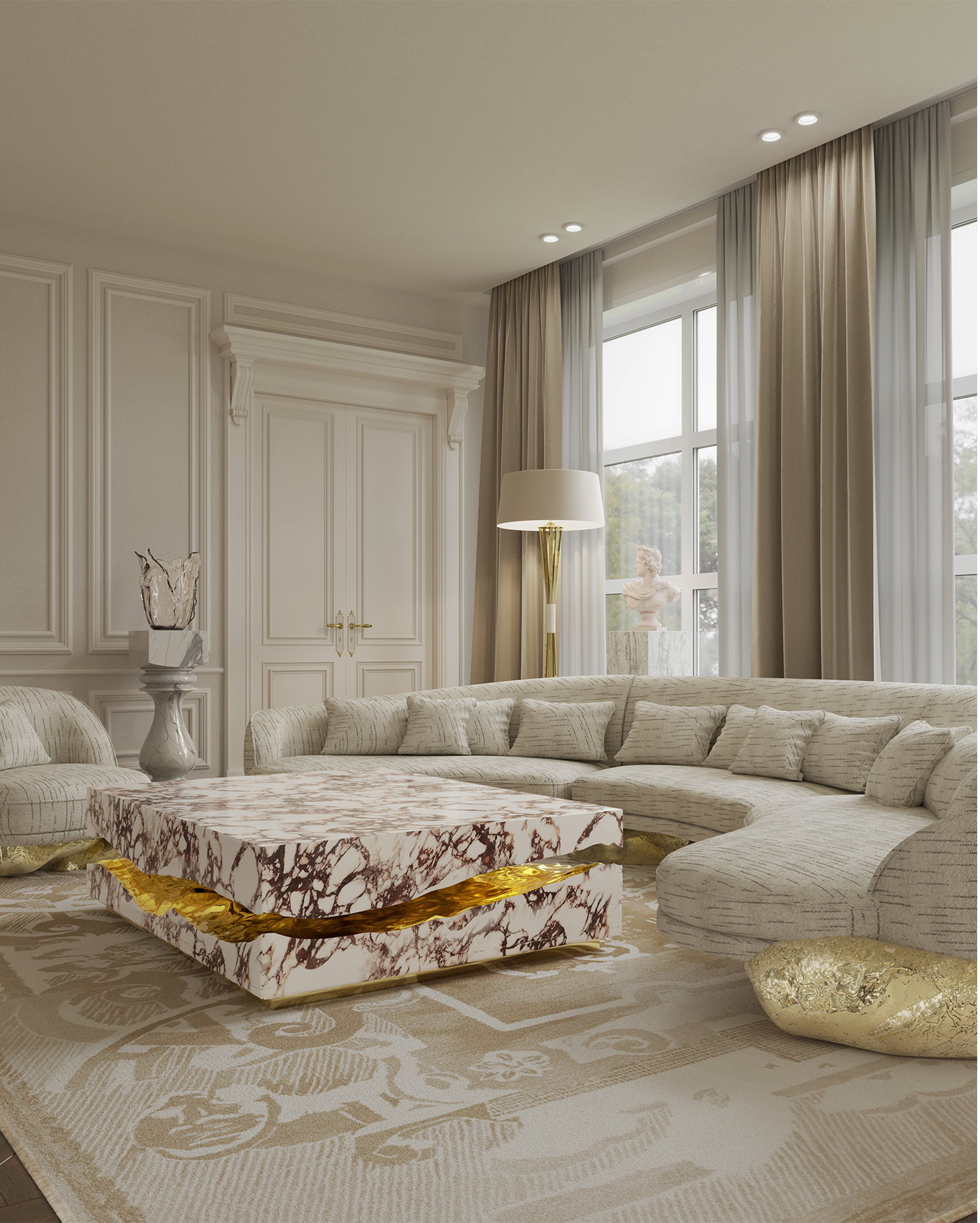 Boulder Calacatta Violla marmeren tafel