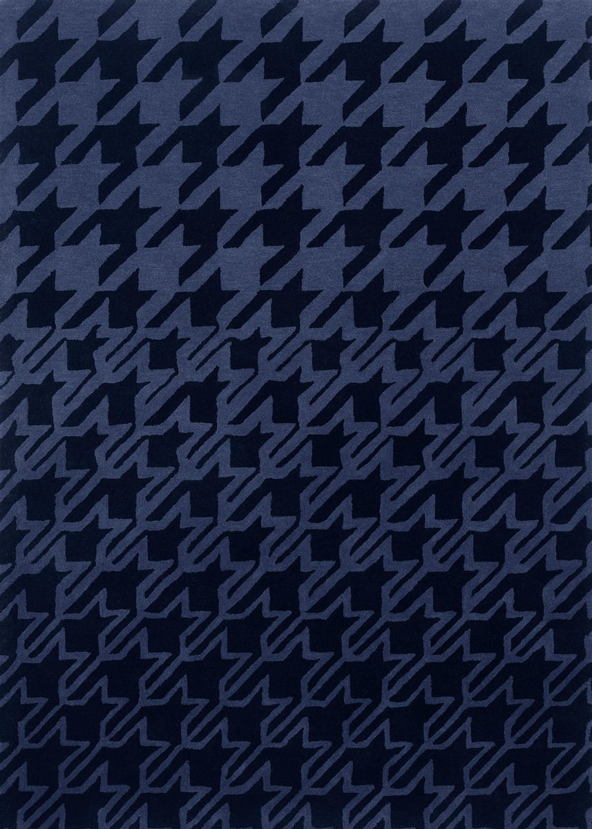 Houndstooth donkerblauw tapijt | Maat: 200 × 280 cm