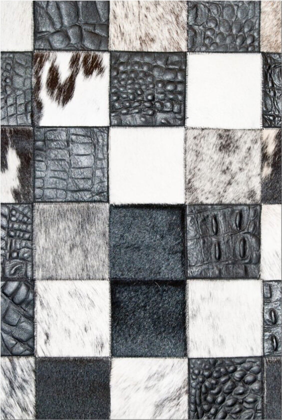 Mozaïek zwart & wit koeienhuid tapijt | Maat: 160 × 220 cm