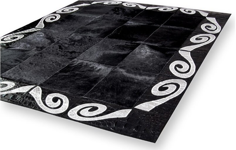 Zwart & zilver koeienhuid tapijt | Maat: 220 × 320 cm