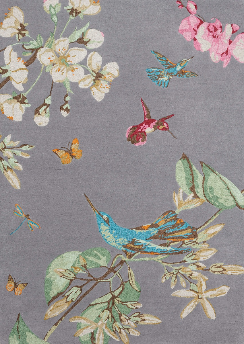 Hummingbird grijs tapijt | Maat: 170 × 240 cm