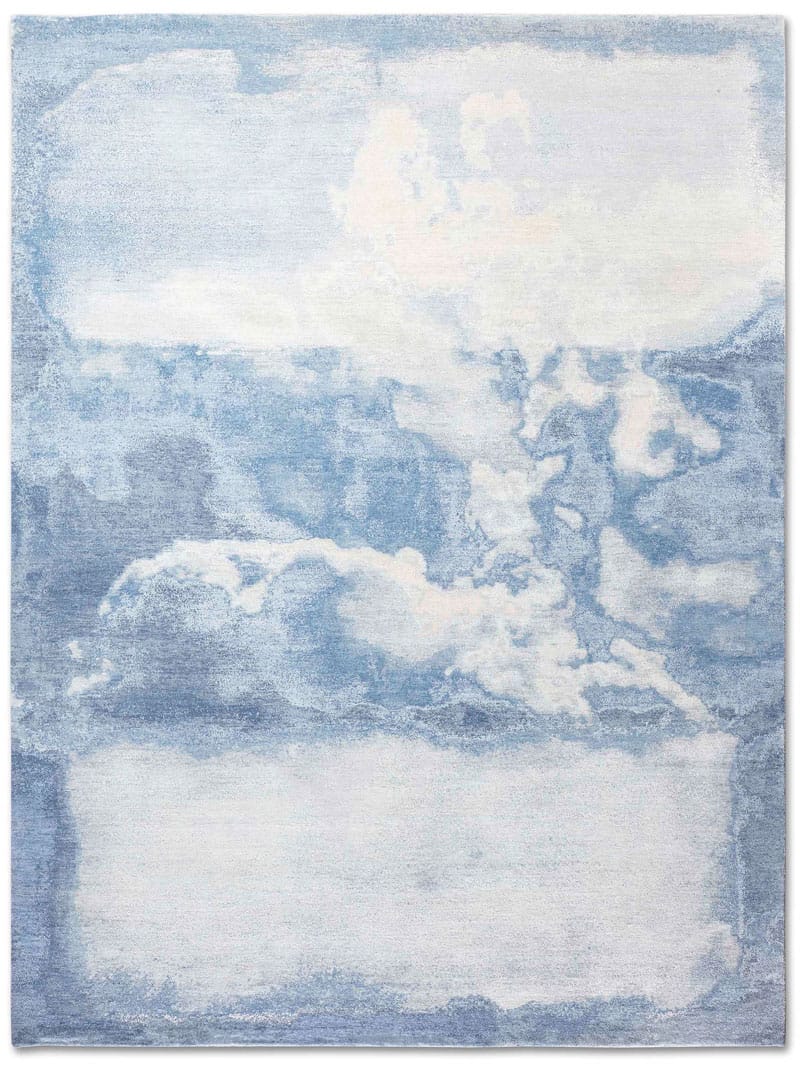 Clouds Blue handgemaakte luxe vloerkleed