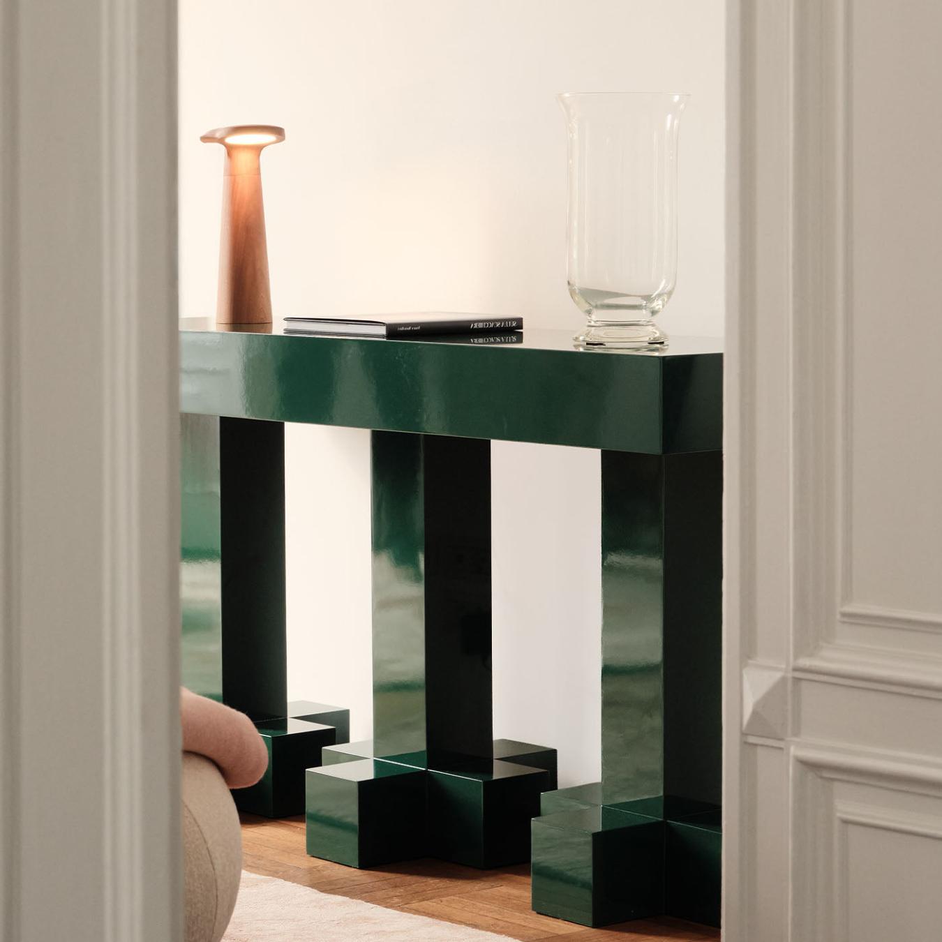 Glanzende groene consoletafel