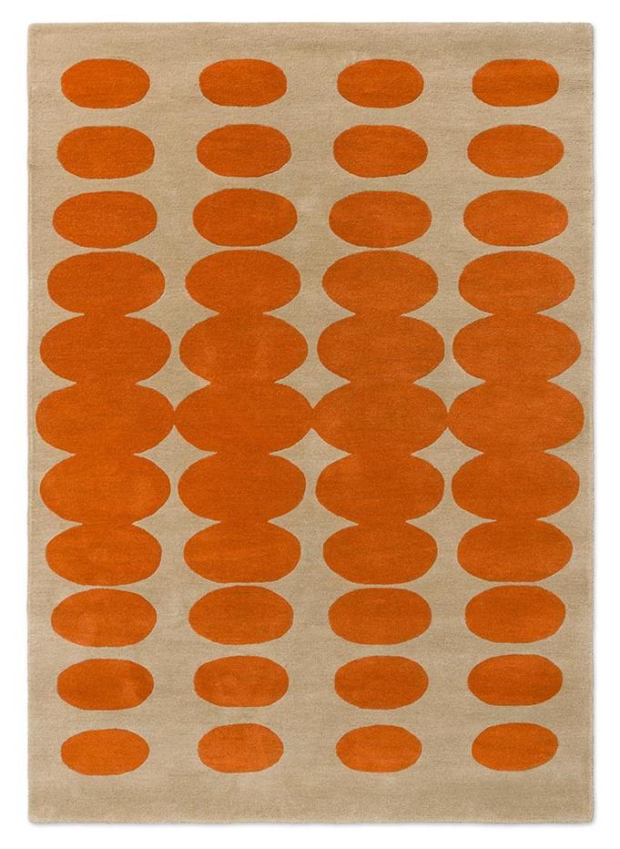 Optical Oval Orange/Sand vloerkleed | Maat: 120 × 180 cm
